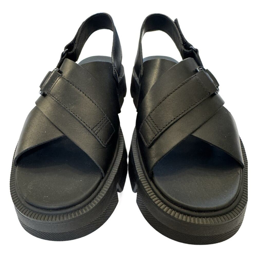 Sorel Black Cross-Strap Platform Sandals